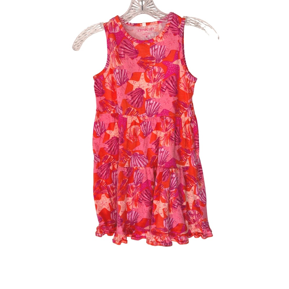 J.Crew Crewcuts Girls' Knit Seashell Tank Dress Pink Orange Vacation Size 8